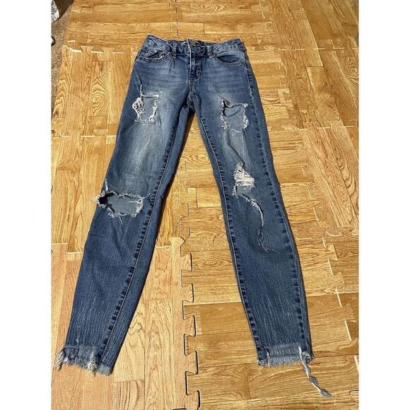 Women’s Size 0 Rue21 Mid Rise Ankle Jegging Ripped Jeans - Picture 3 of 12